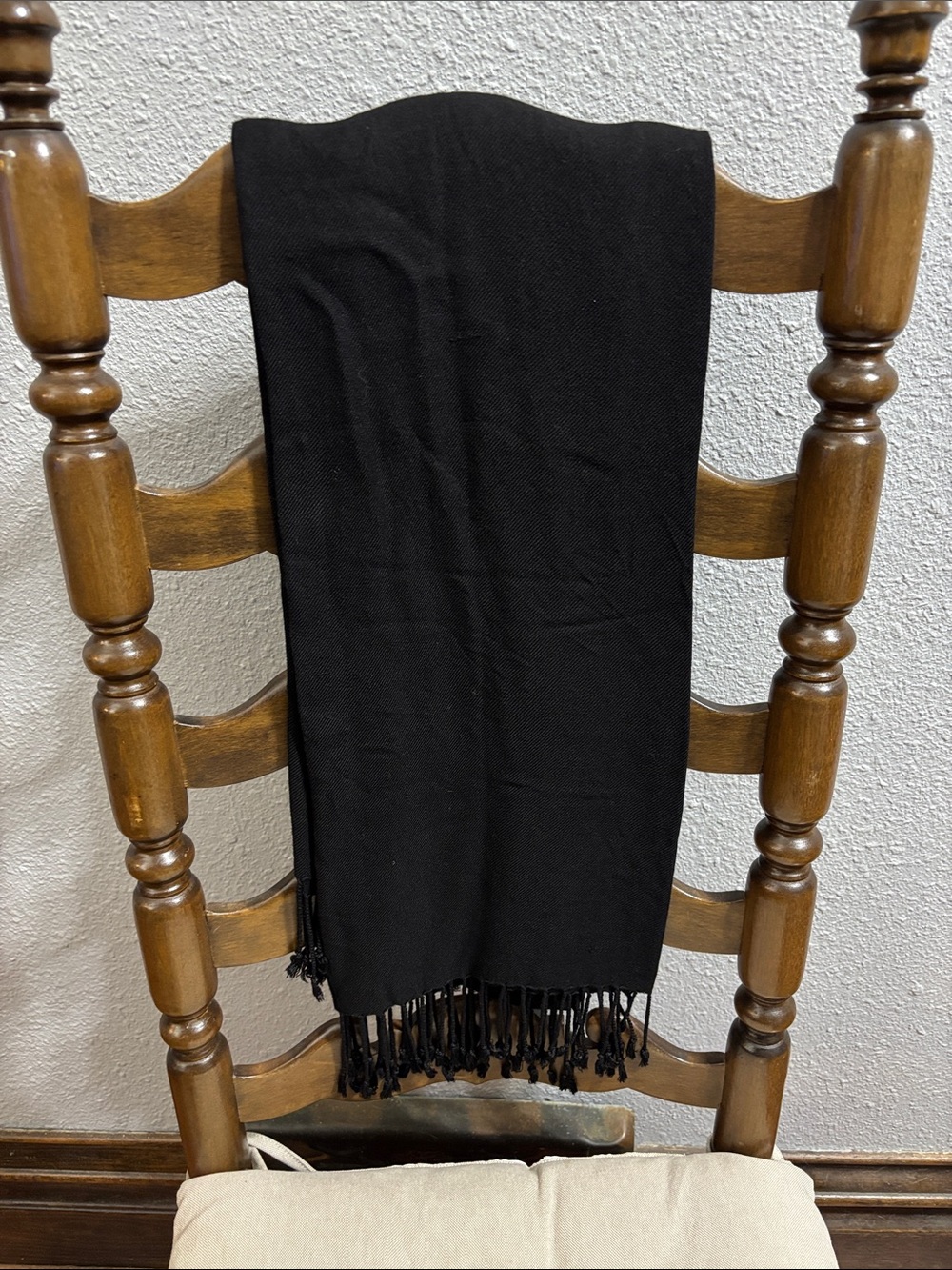 Elegant Black Fringed Scarf Wrap